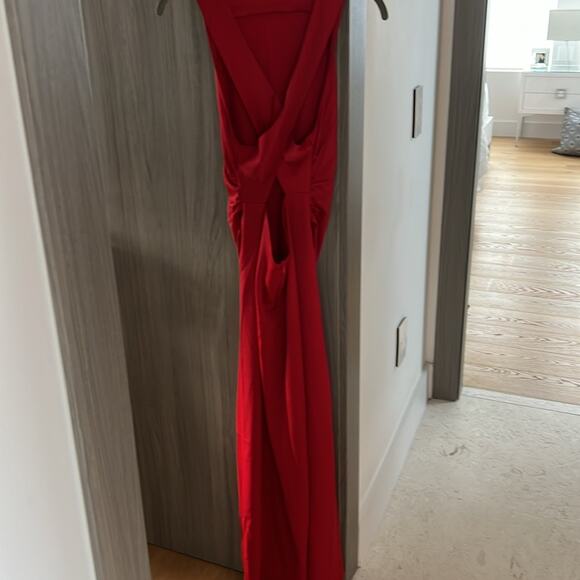 NWT REVOLVE & MINIMALIST lovers COMMENSE cowl neck cross back maxi satin dress M - Picture 10 of 11